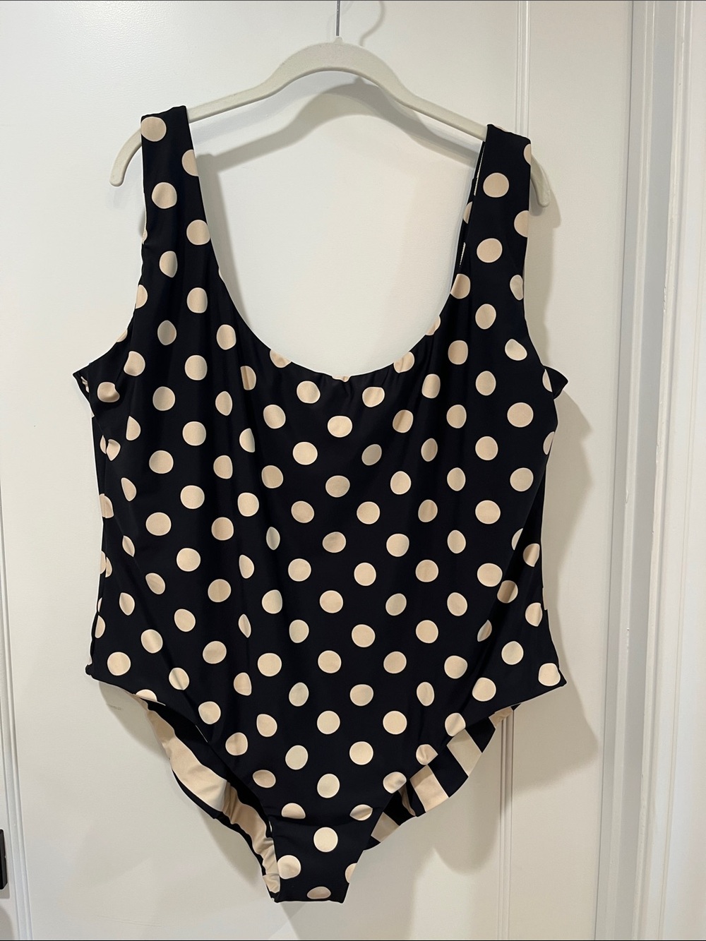 J. Crew Scoopneck One Piece Swimsuit in Reversible Dot-Stripe Print Sz 24 NWT